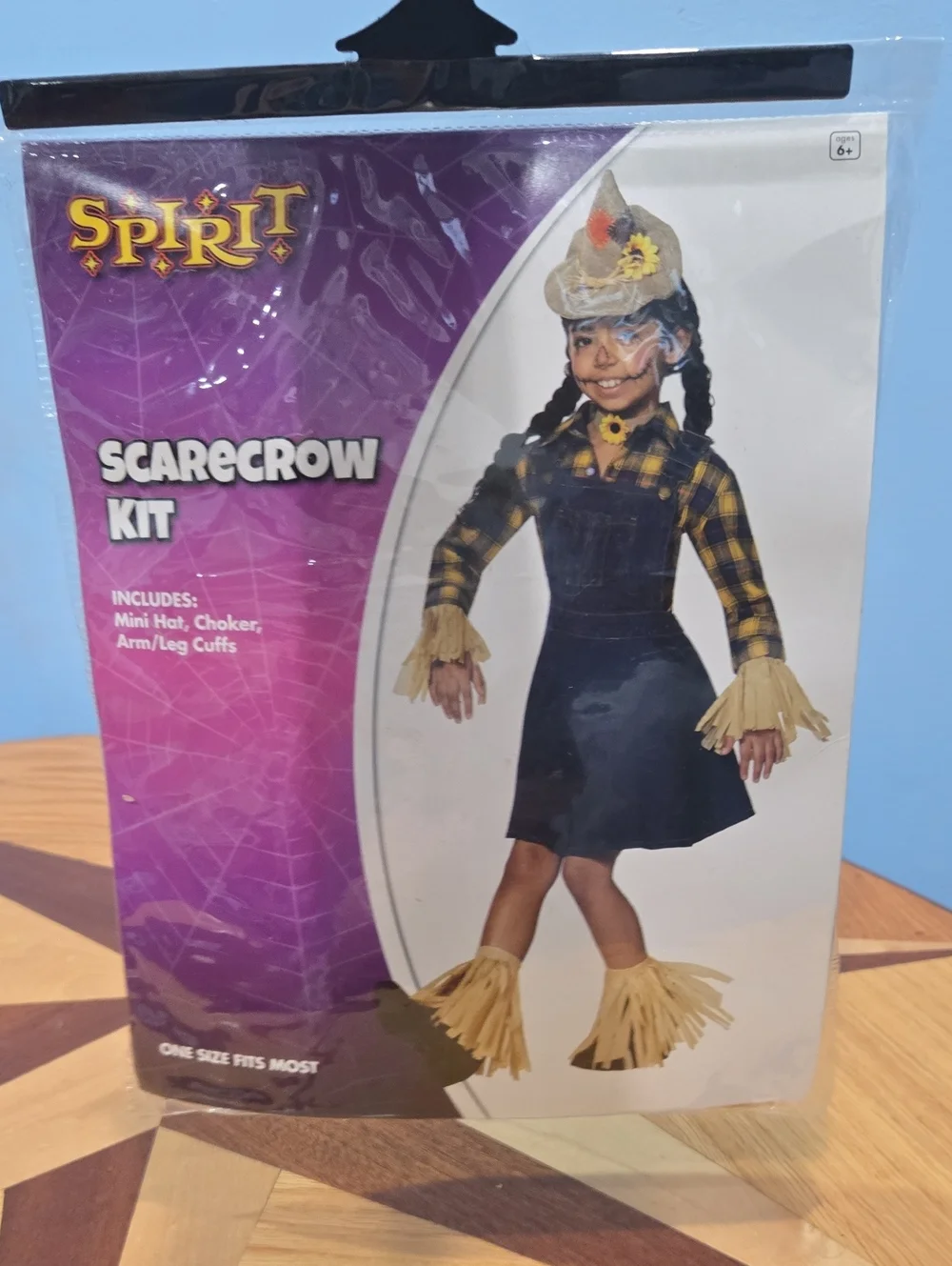 Spirit Kids Scarecrow Kit - Yellow Plaid & Black Dress Accents